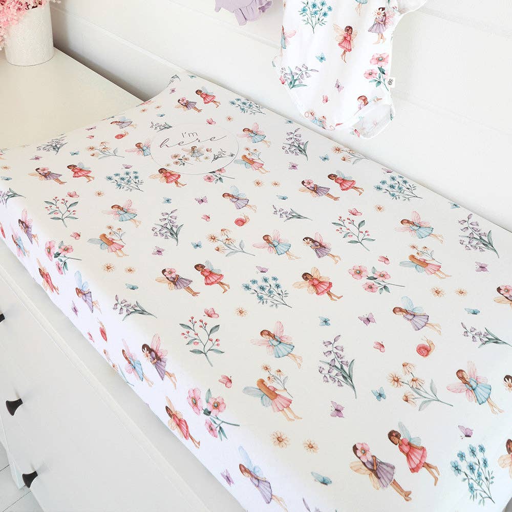 Fairy Garden Organic Bassinet Sheet / Change Pad Cover