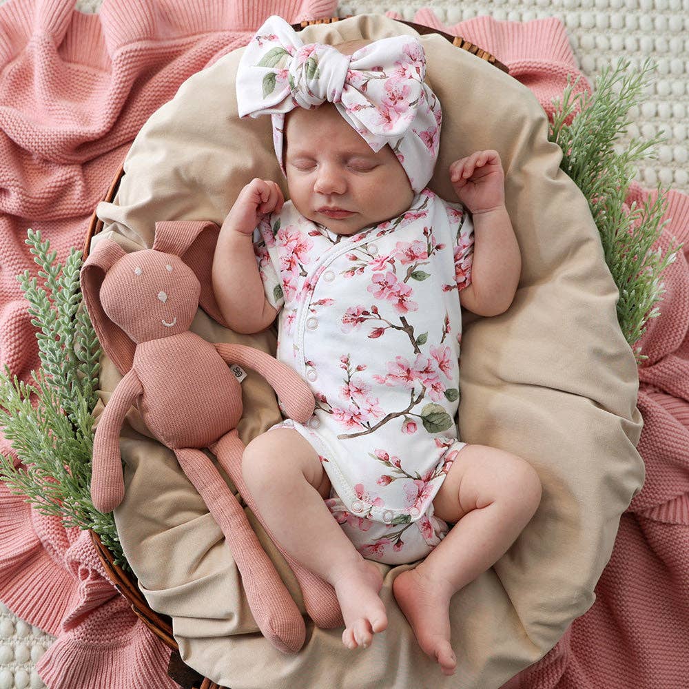 Cherry Blossom Short Sleeve Organic Kimono Bodysuit