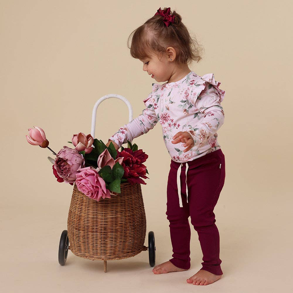 Birds & Blooms Long Sleeve Organic Bodysuit with Frill