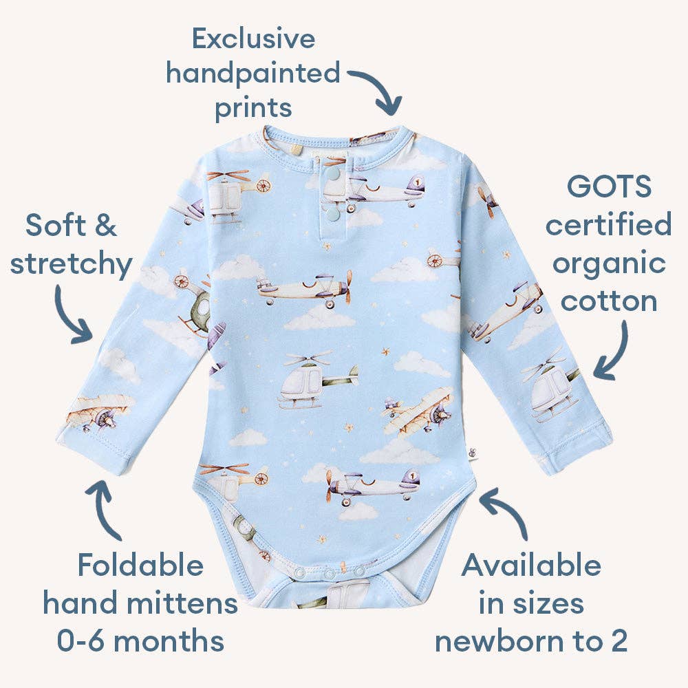 Taking Flight Long Sleeve Organic Bodysuit