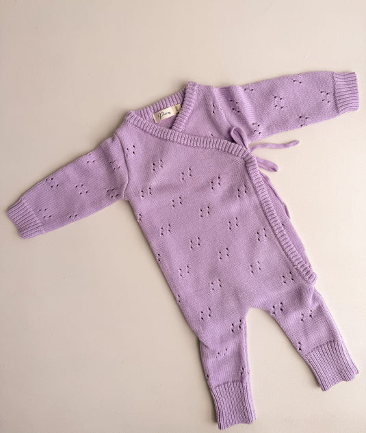 POINTELLE LONG ROMPER | ORCHID | 0000 NEWBORN