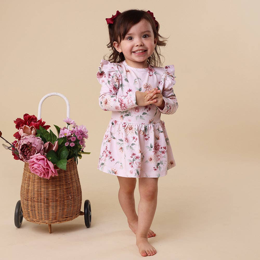 Birds & Blooms Long Sleeve Organic Dress