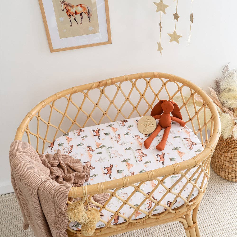 Wild Horses Organic Bassinet Sheet / Change Pad Cover