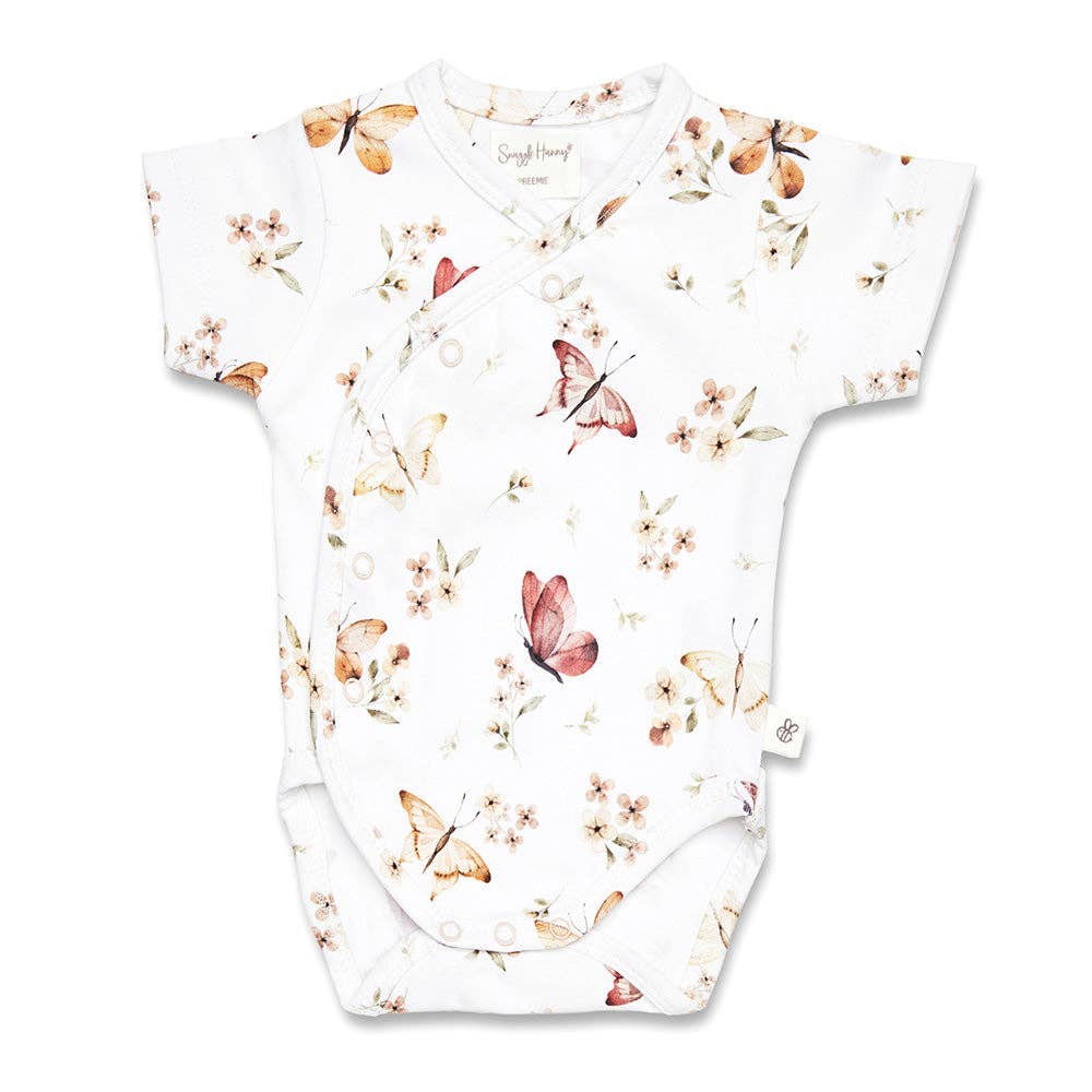 Butterfly Short Sleeve Organic Kimono Bodysuit