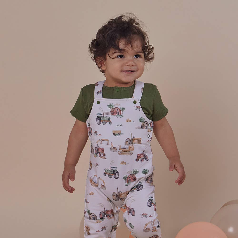 Diggers & Tractors Organic Snuggle Overalls