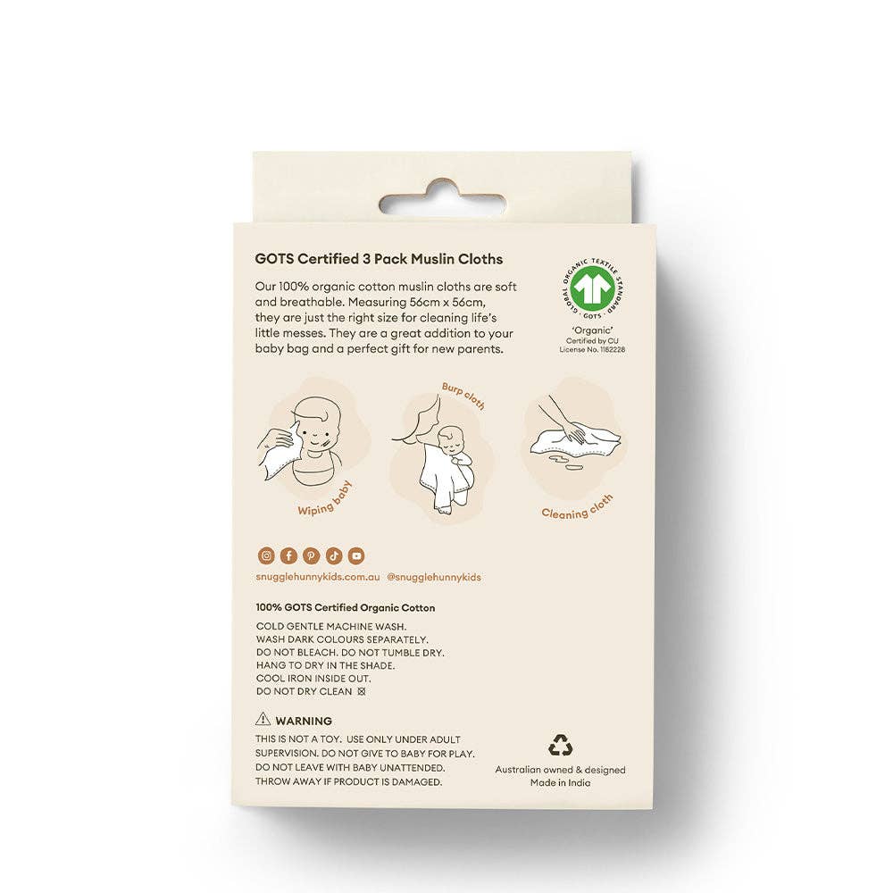 Small Organic Muslin Cloths 3 Pack - Isla/Dusk/Fairytale