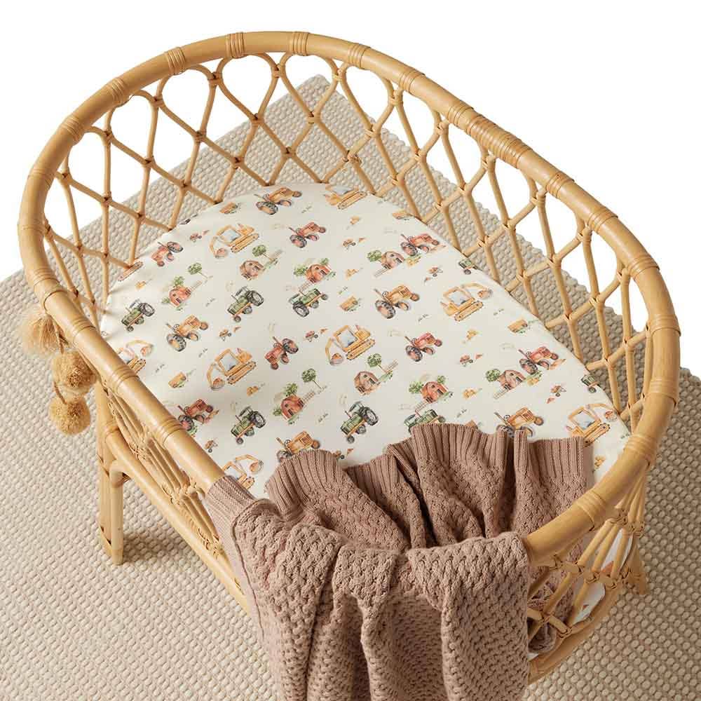Diggers & Tractors Organic Bassinet Sheet / Change Pad Cover