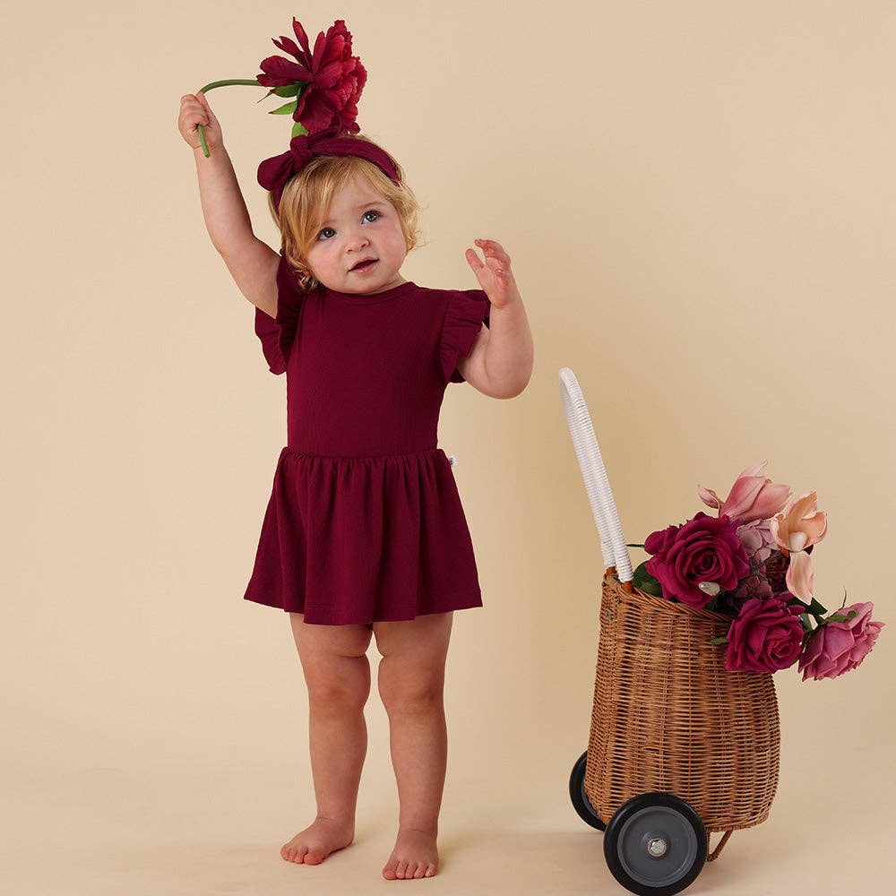 Raspberry Short Sleeve Organic Dress
