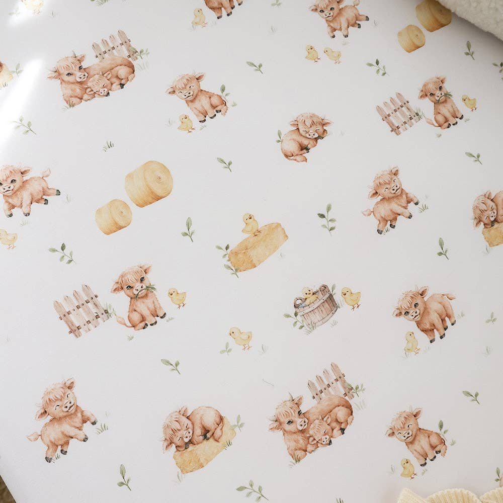 Highland Cows Organic Fitted Cot Sheet