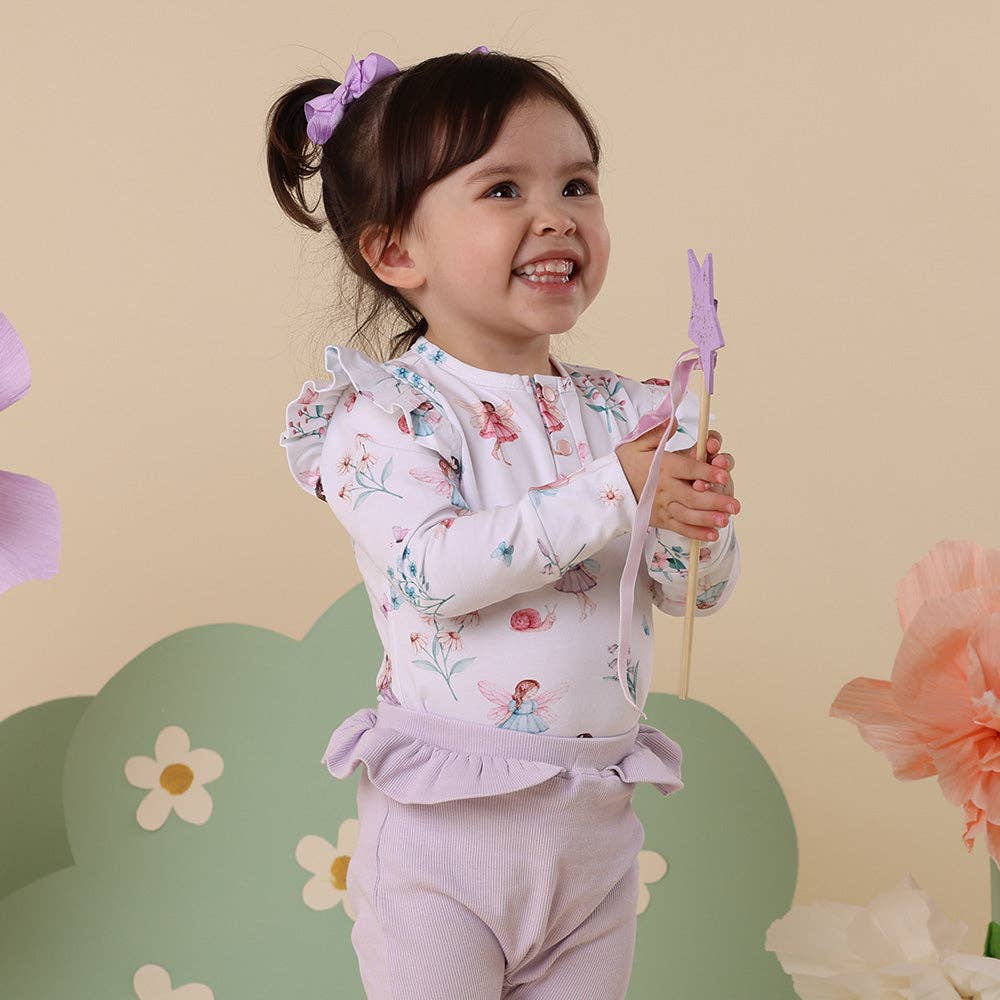 Fairy Garden Long Sleeve Organic Bodysuit with Frill