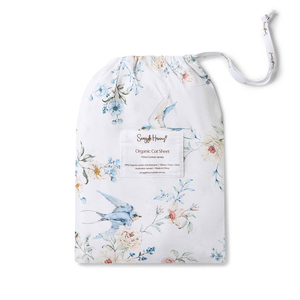 Sweet Swallows Organic Fitted Cot Sheet