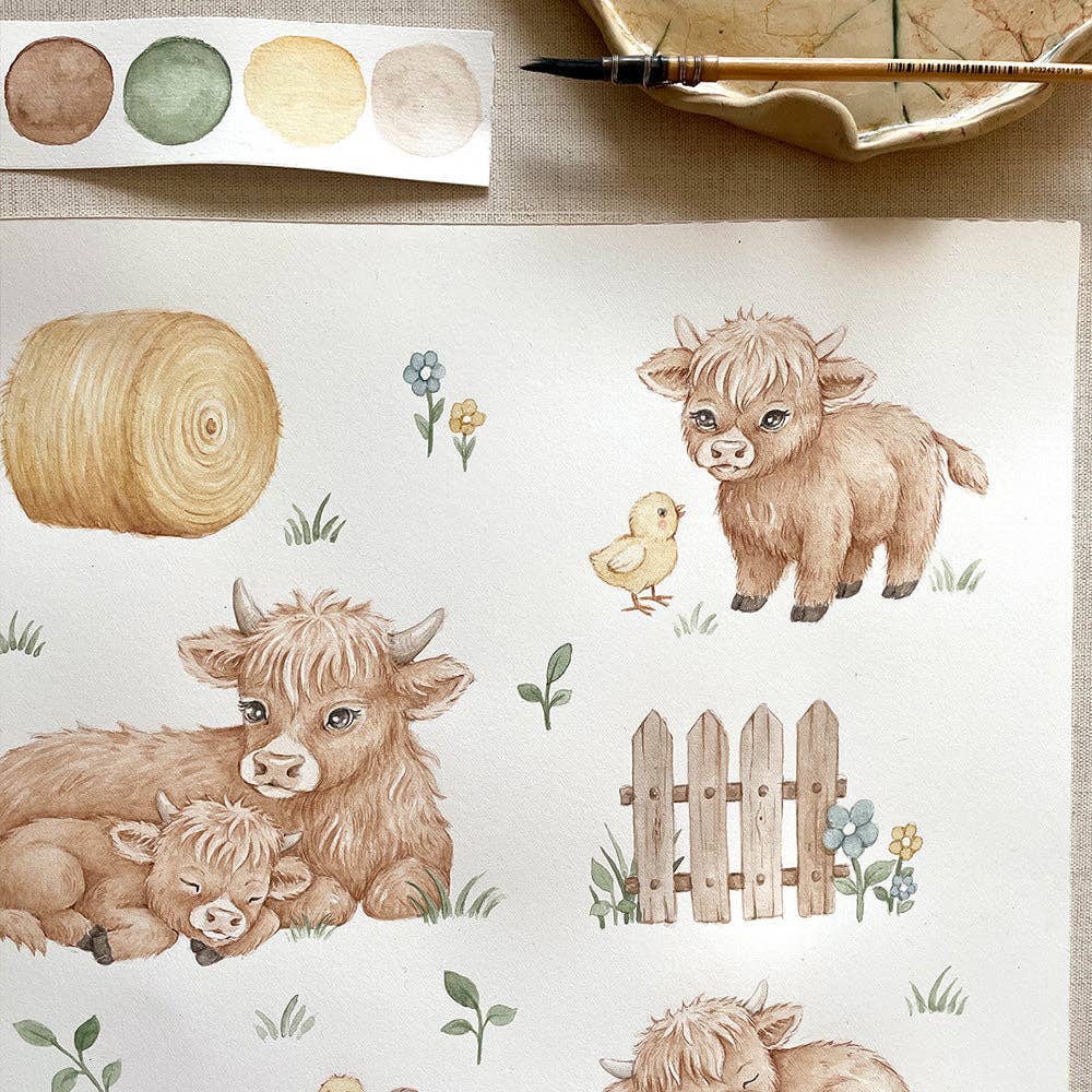 Highland Cows Organic Bassinet Sheet / Change Pad Cover