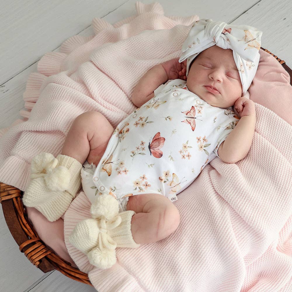 Butterfly Short Sleeve Organic Kimono Bodysuit
