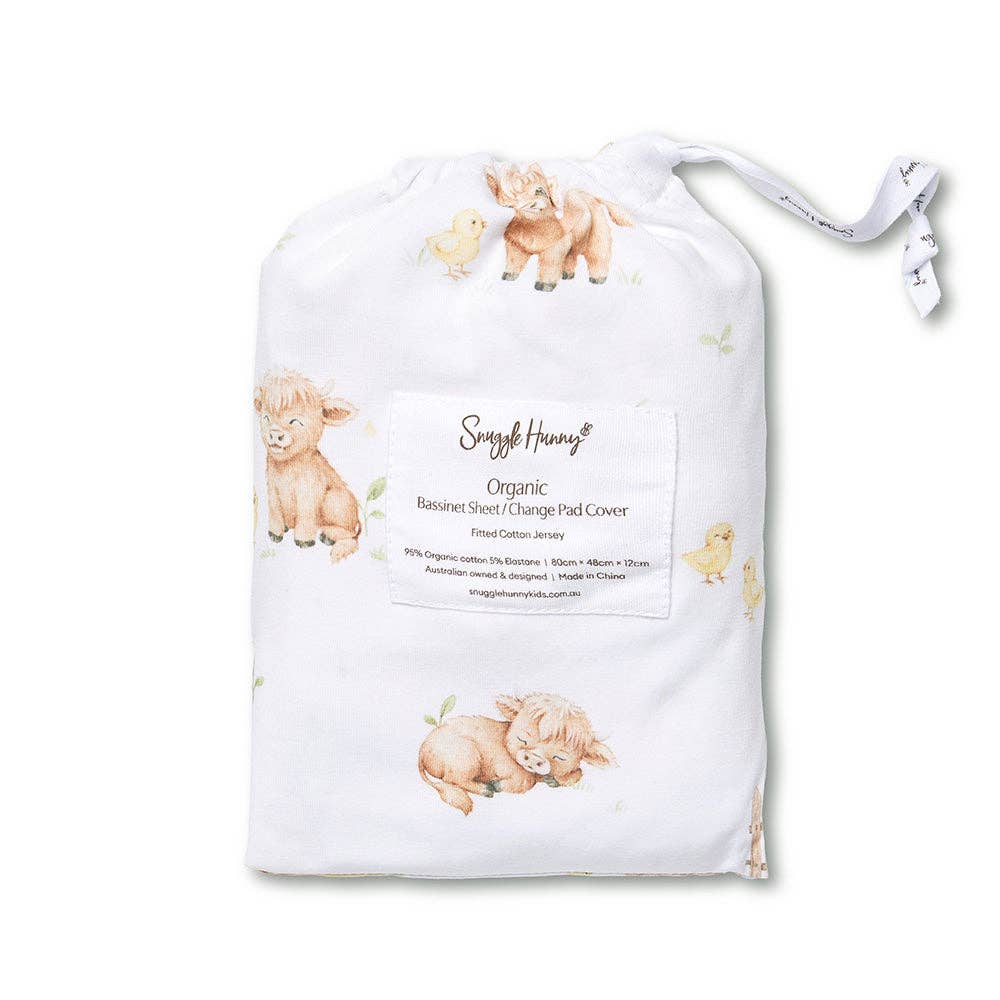 Highland Cows Organic Bassinet Sheet / Change Pad Cover