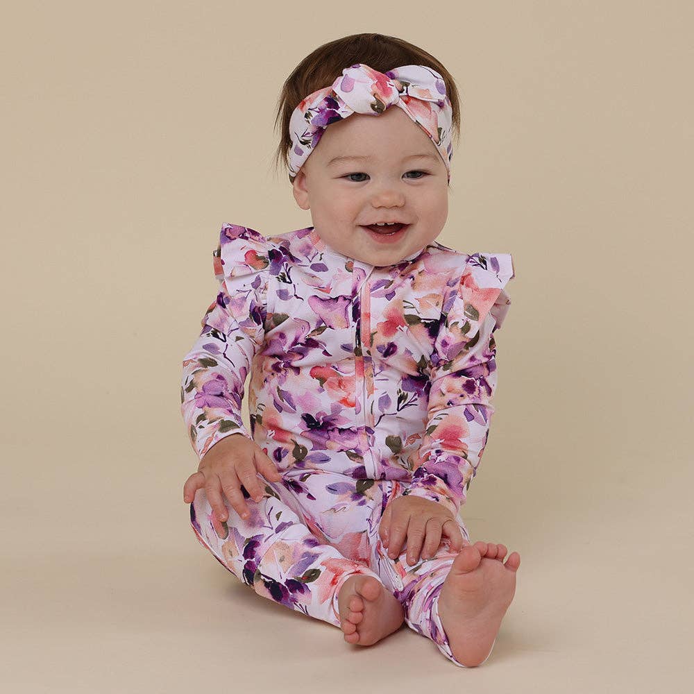 Blushing Beauty Organic Snugglesuit Convertible Romper with Frill