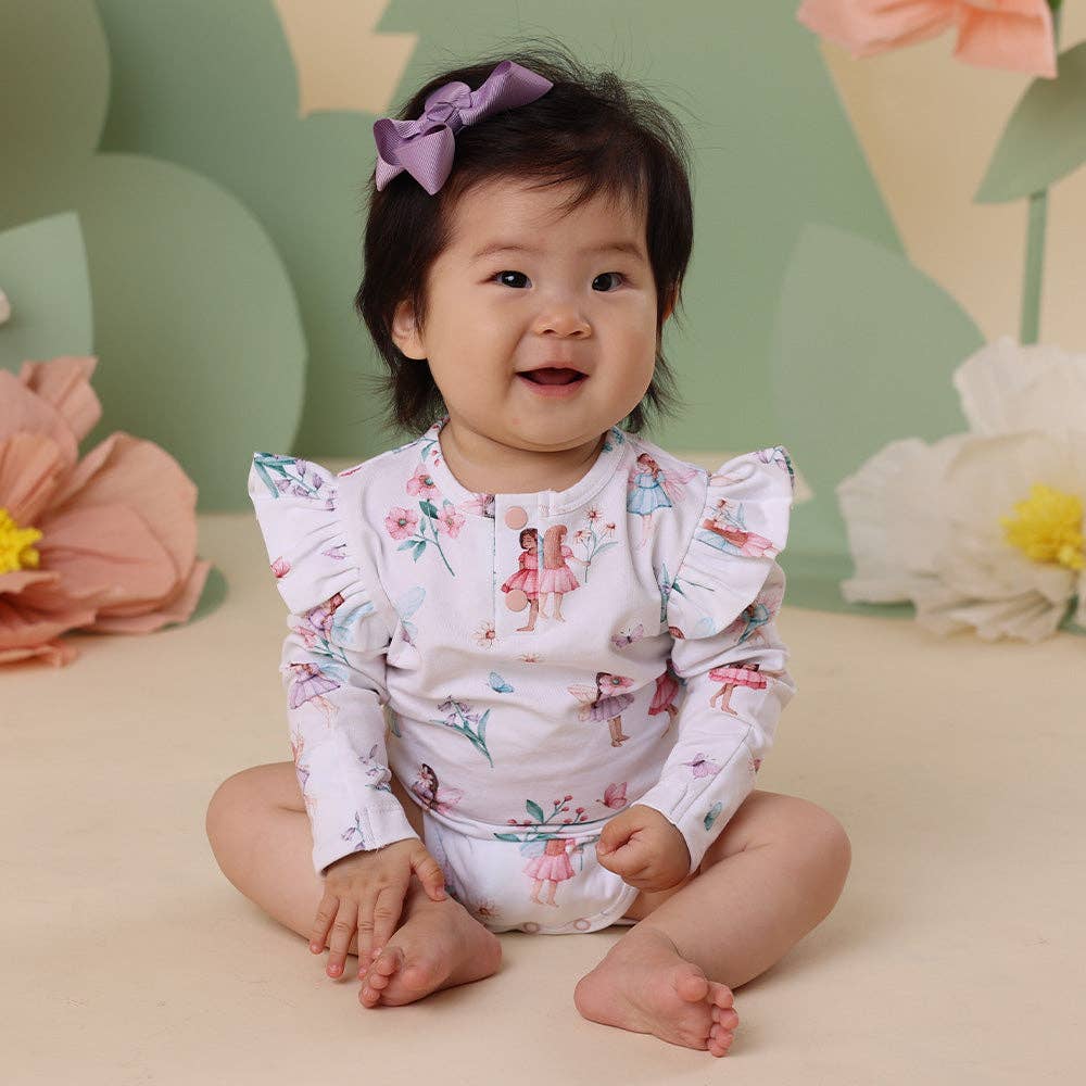 Fairy Garden Long Sleeve Organic Bodysuit with Frill