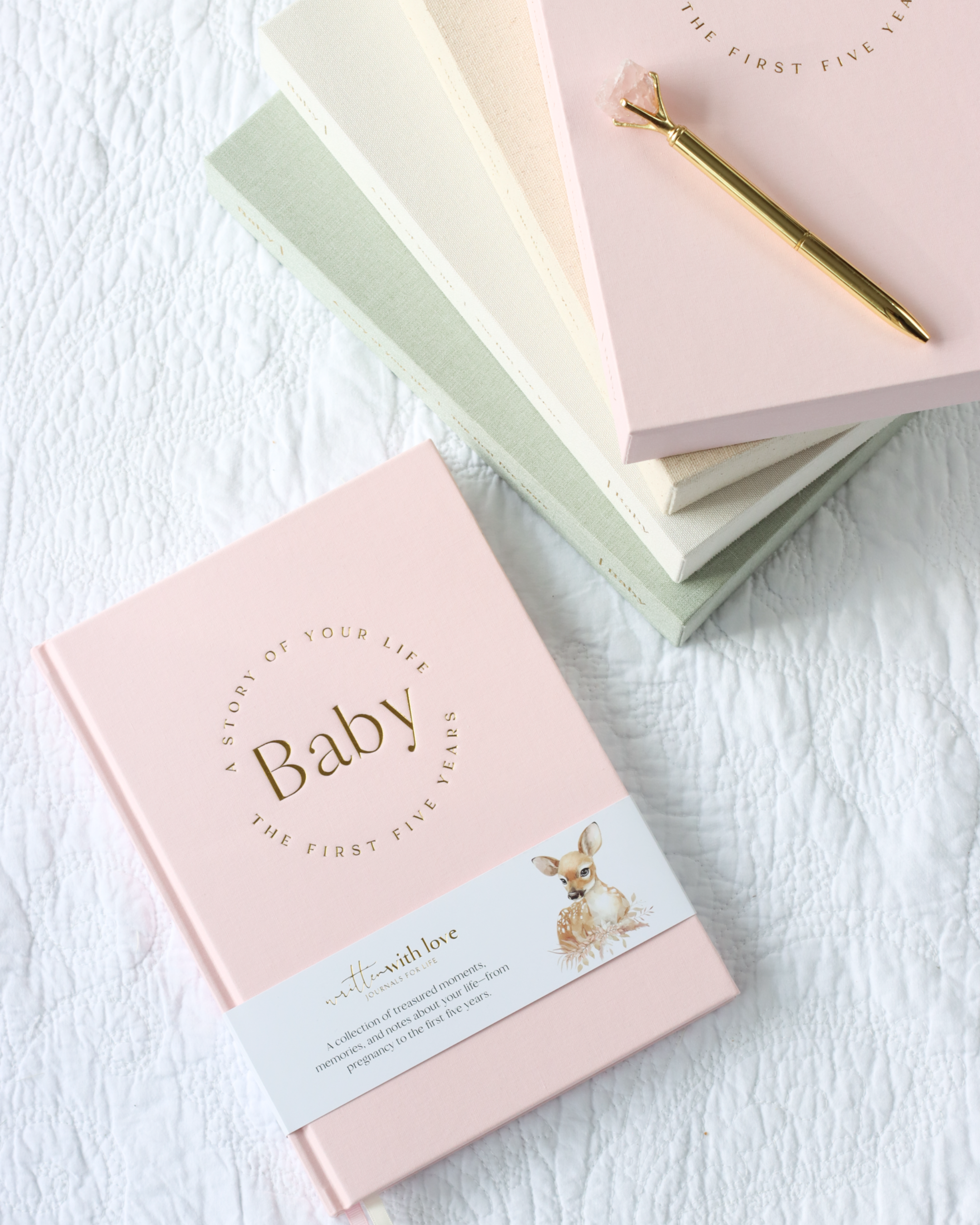 Baby Memory Book with Keepsake Box - Peony Pink