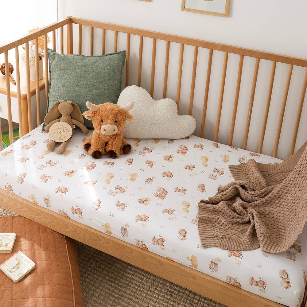 Highland Cows Organic Fitted Cot Sheet