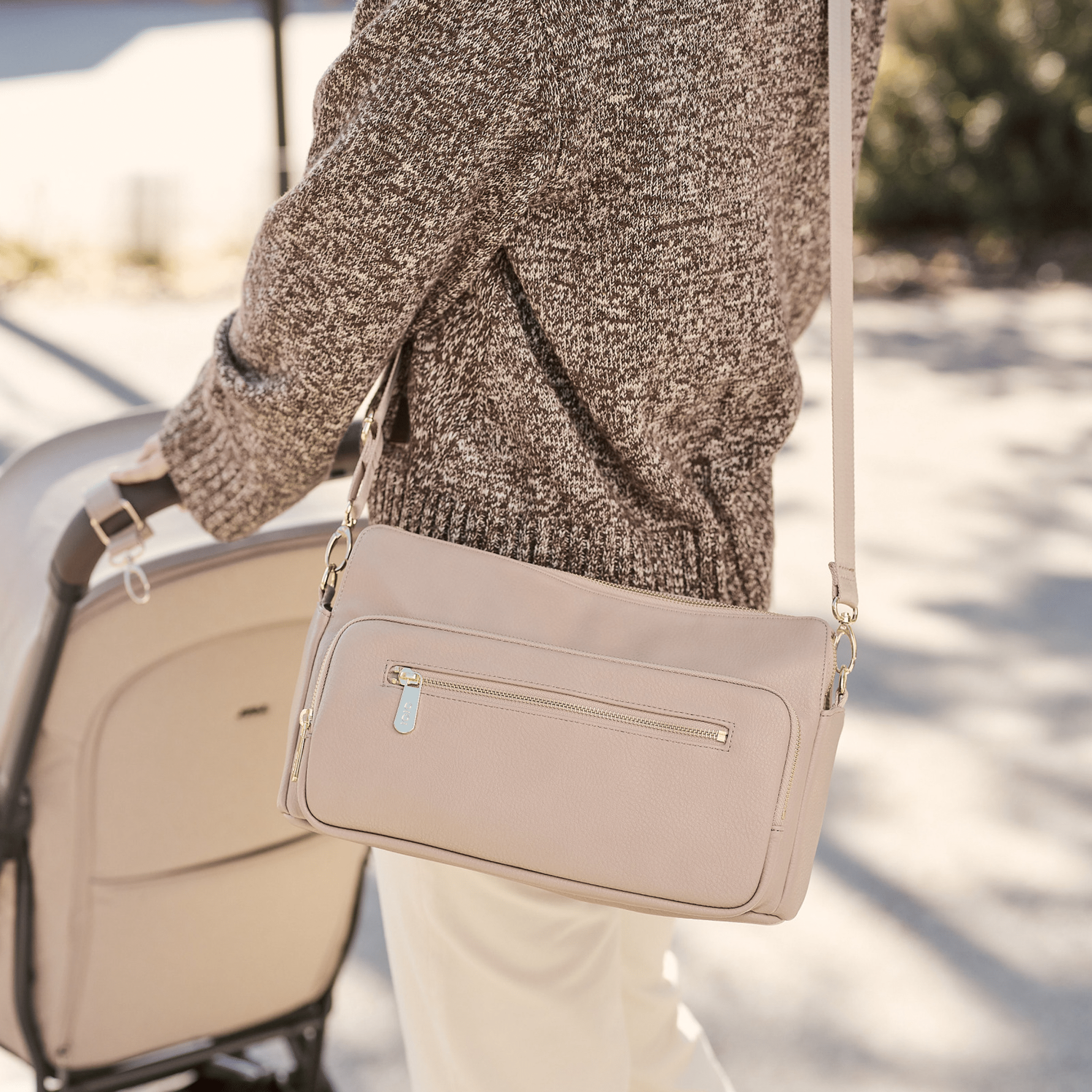 Multitasker Pram Caddy 2.0 - Oat Vegan Leather