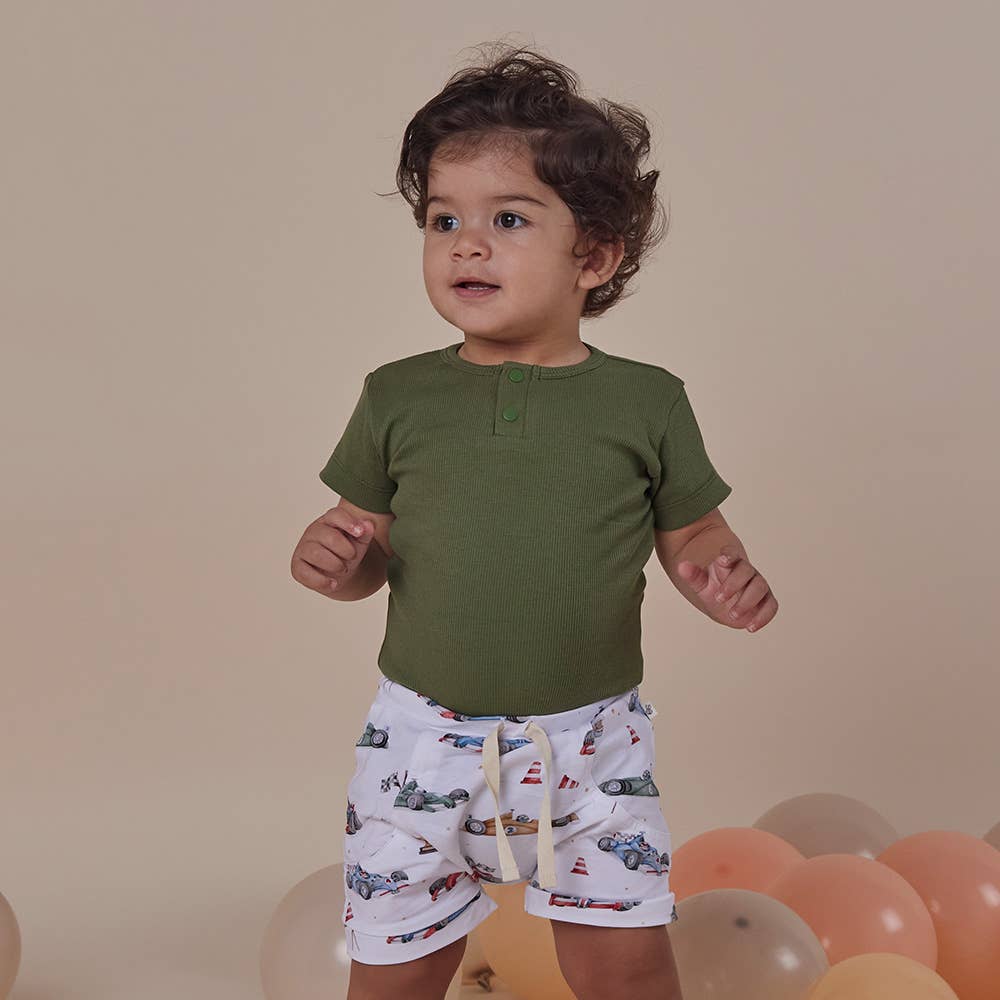 Olive Short Sleeve Organic Bodysuit