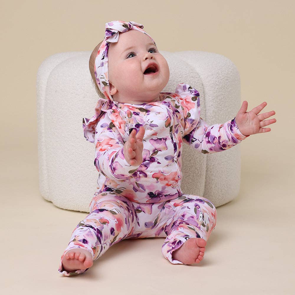 Blushing Beauty Organic Snugglesuit Convertible Romper with Frill