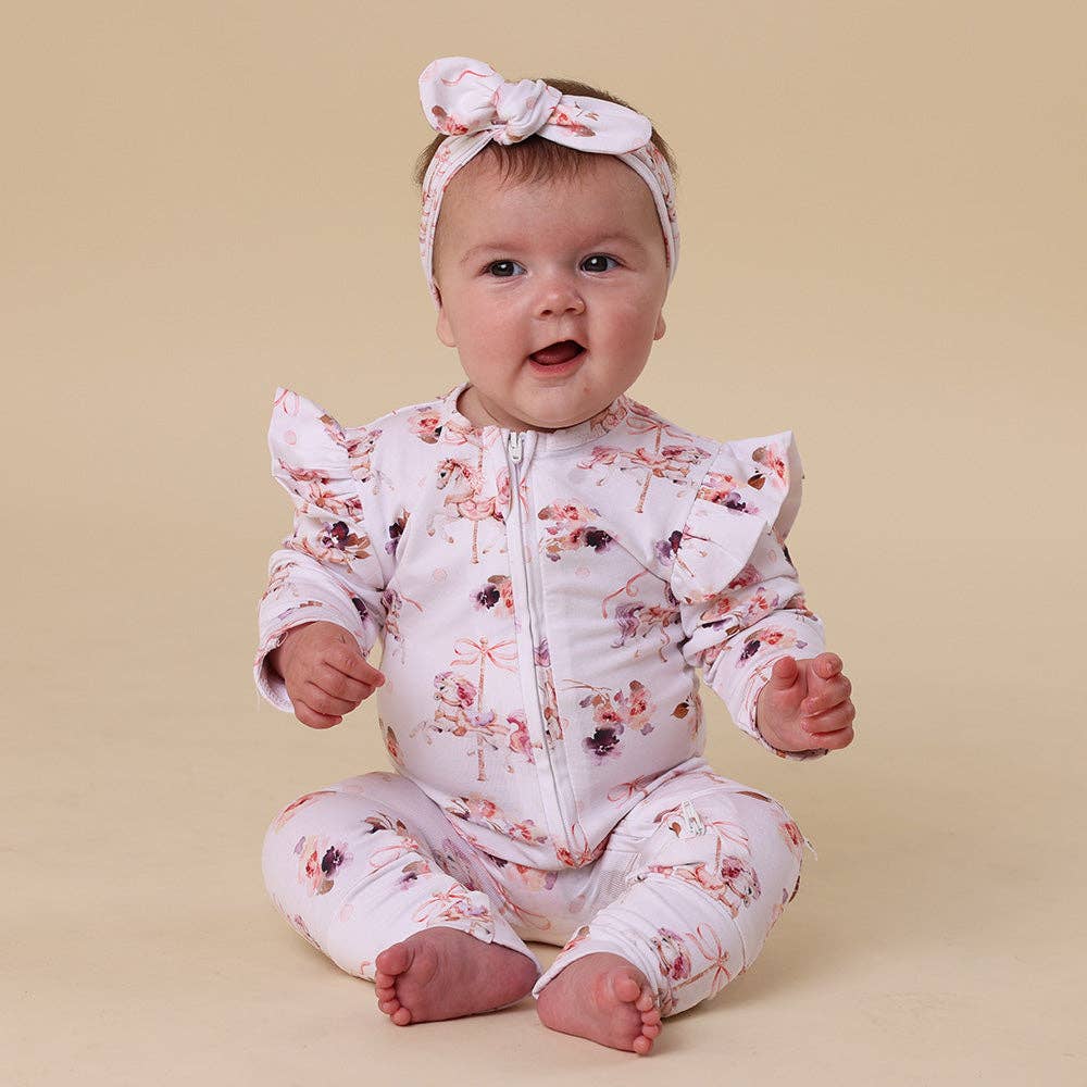 Carousel Organic Snugglesuit Convertible Romper with Frill