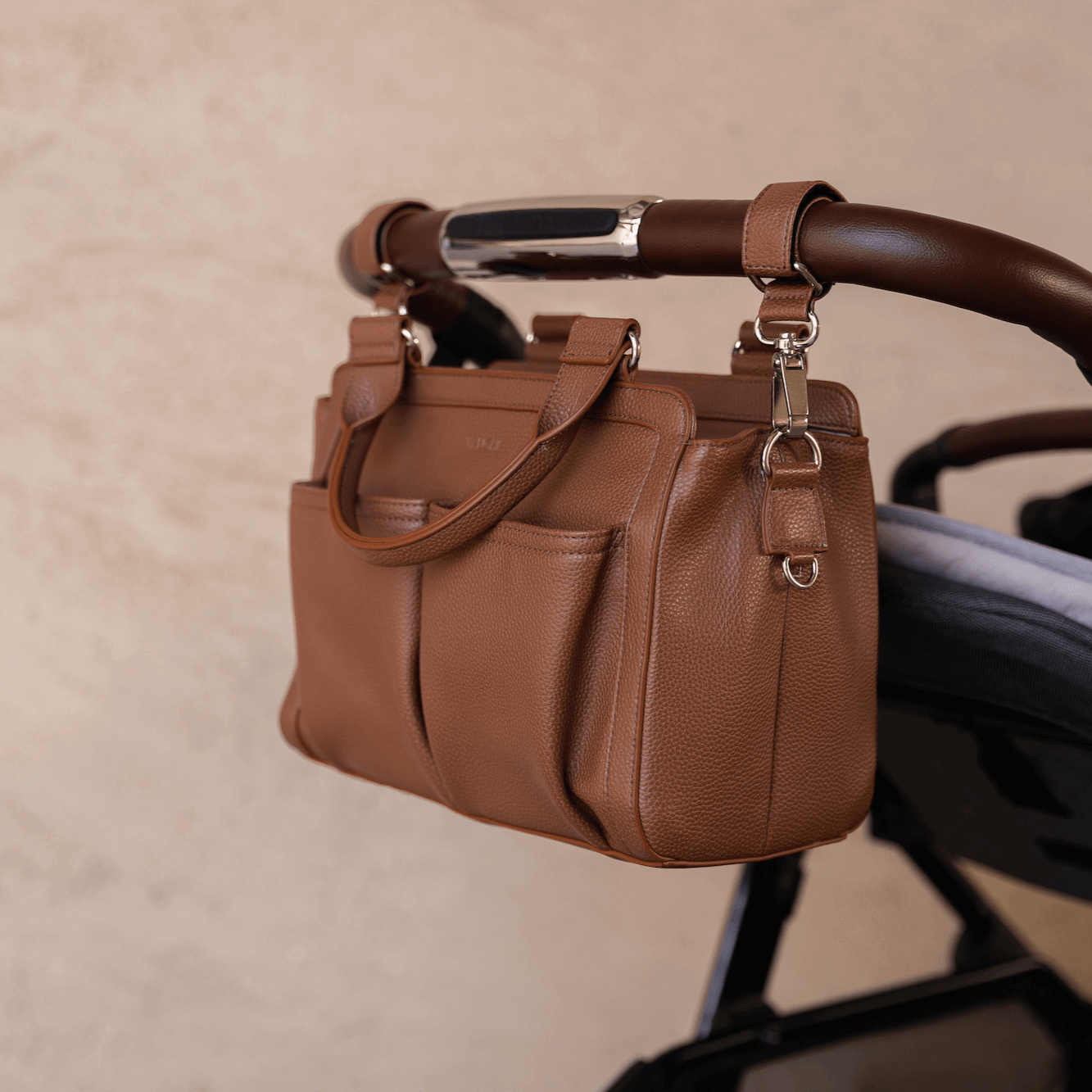 Amelia Convertible Pram Caddy - Pebbled Tan v2