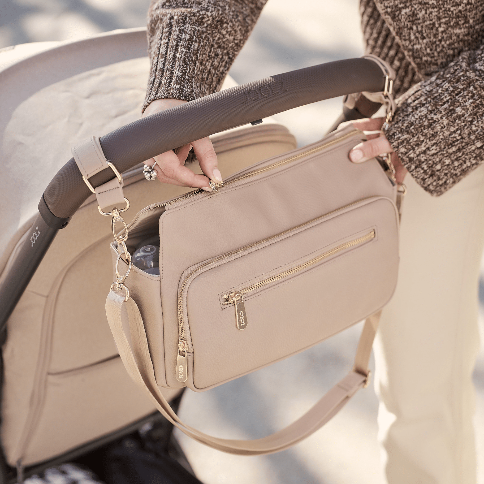 Multitasker Pram Caddy 2.0 - Oat Vegan Leather
