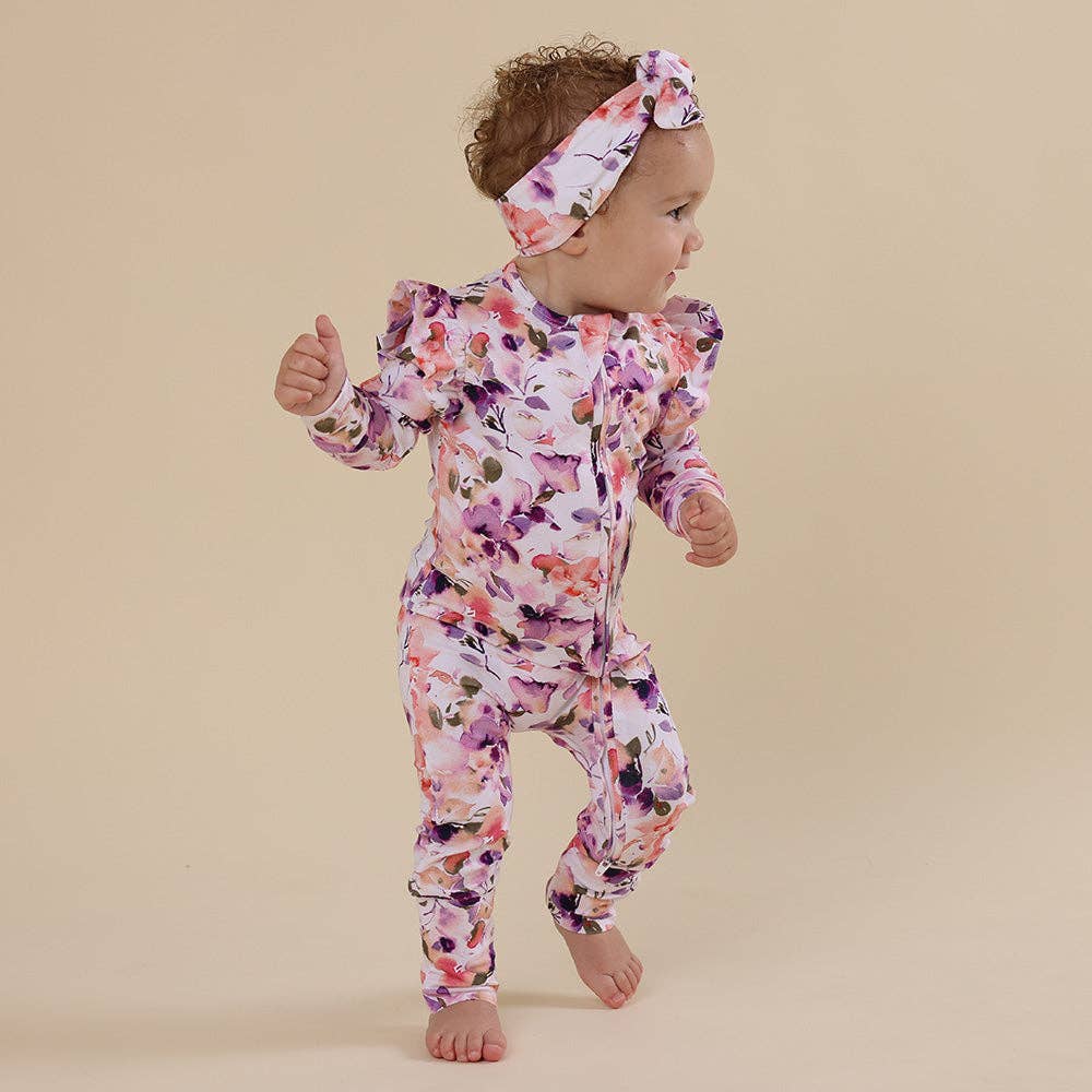 Blushing Beauty Organic Snugglesuit Convertible Romper with Frill