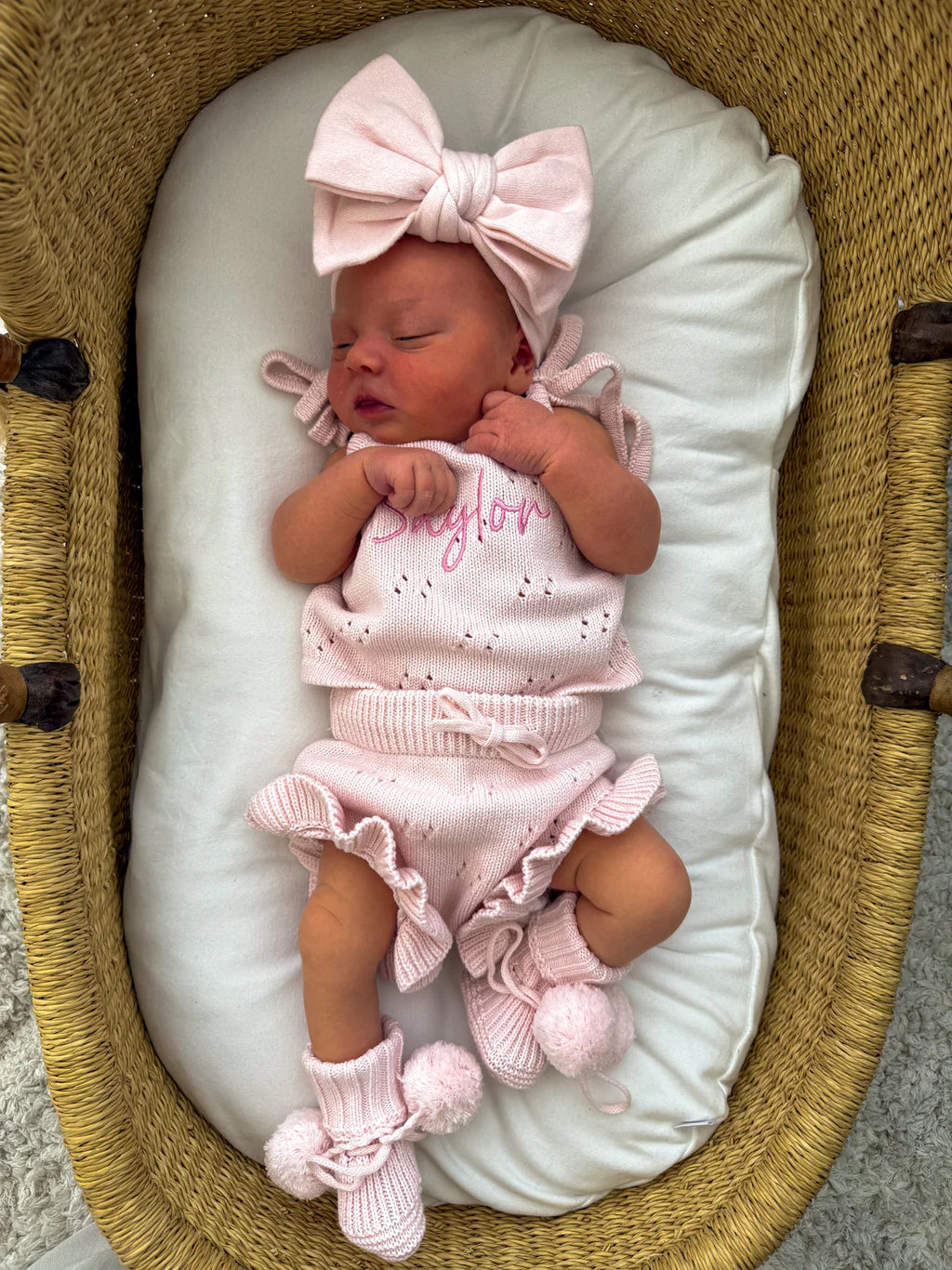 POINTELLE FRILL SET | BABY PINK - 0000 NEWBORN