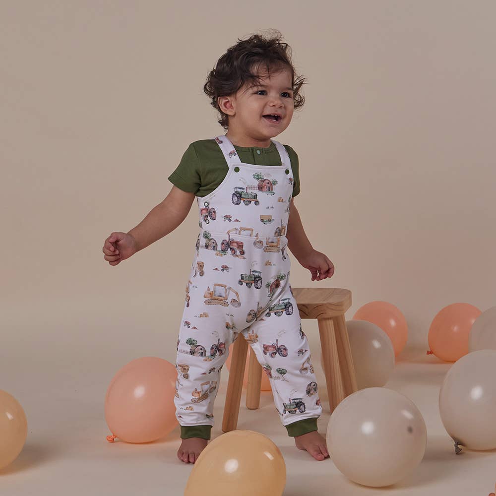 Diggers & Tractors Organic Snuggle Overalls