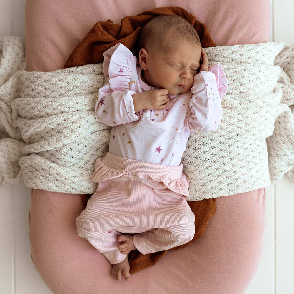 Baby Pink Organic Pants with Frill