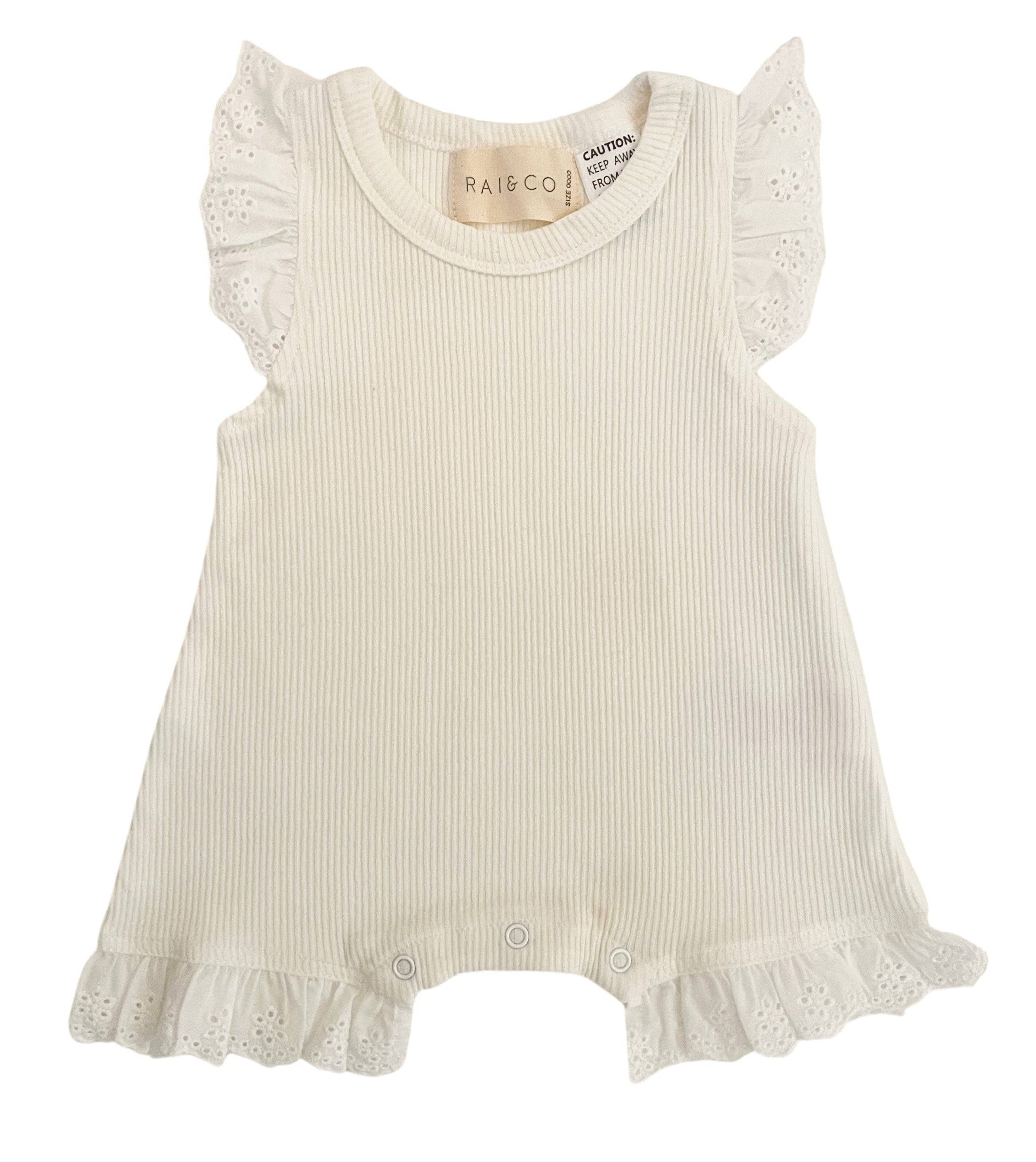 Mini Ribbed Lace Frill Romper