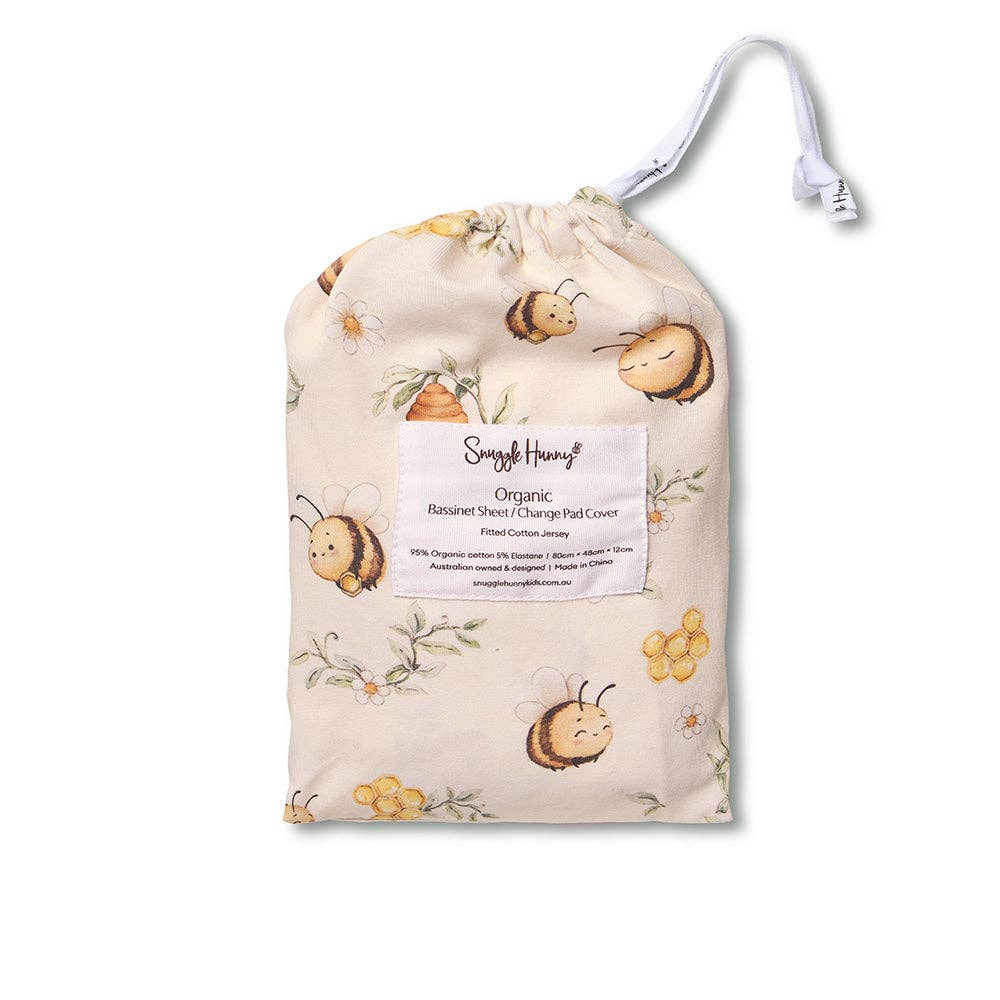 Bumblebees Organic Bassinet Sheet / Change Pad Cover