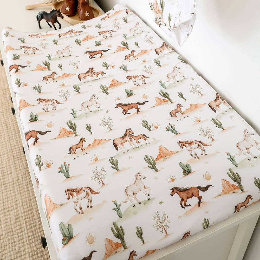 Wild Horses Organic Bassinet Sheet / Change Pad Cover
