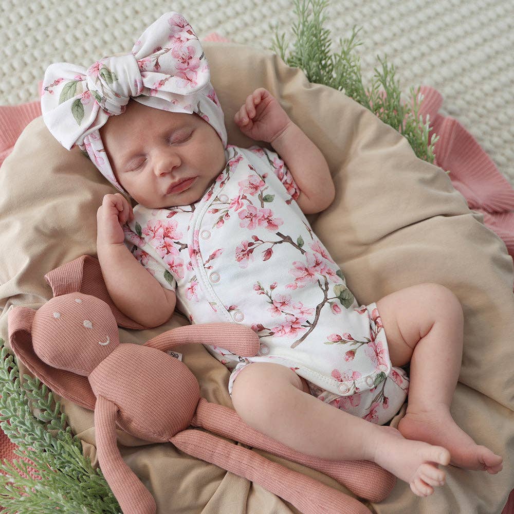 Cherry Blossom Short Sleeve Organic Kimono Bodysuit