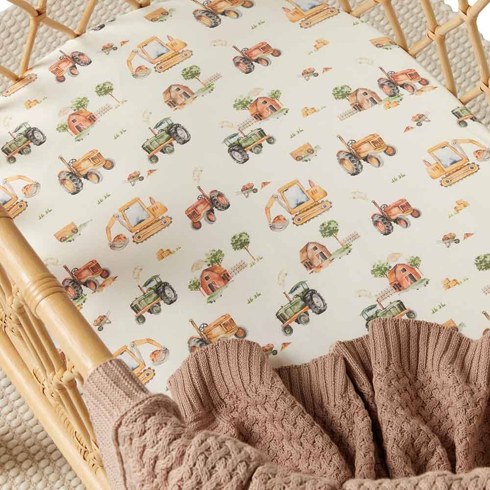 Diggers & Tractors Organic Bassinet Sheet / Change Pad Cover