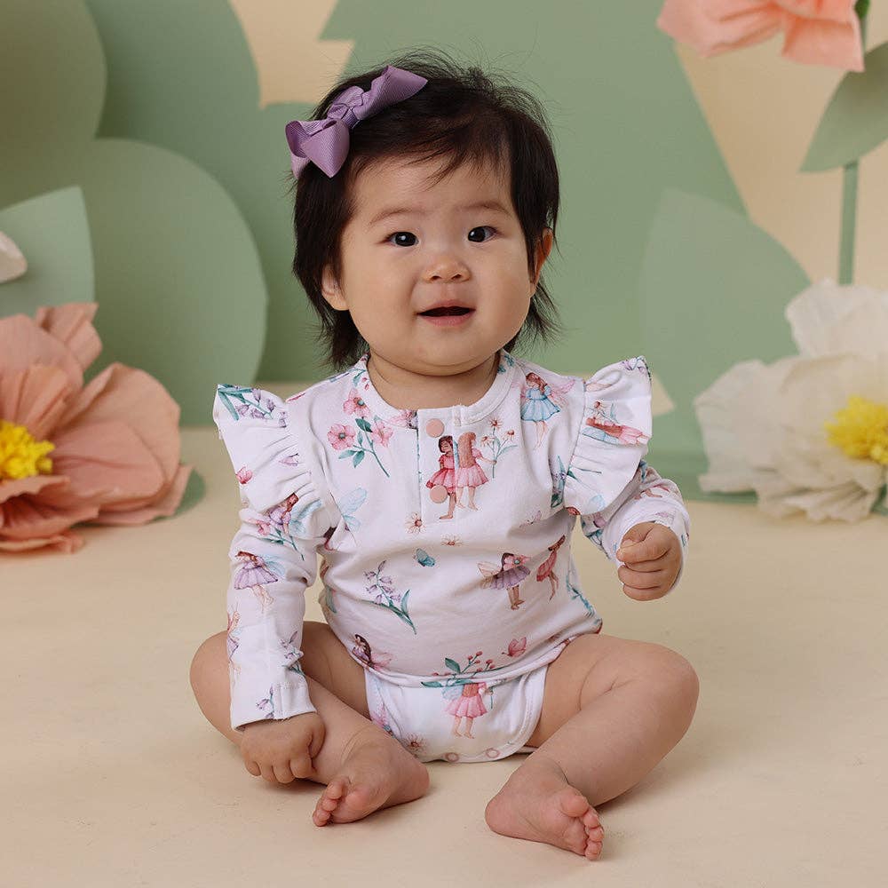 Fairy Garden Long Sleeve Organic Bodysuit with Frill