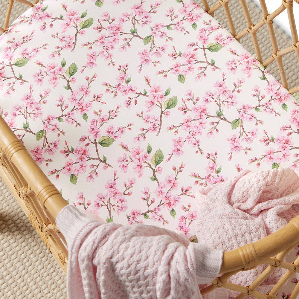 Cherry Blossom Organic Bassinet Sheet / Change Pad Cover