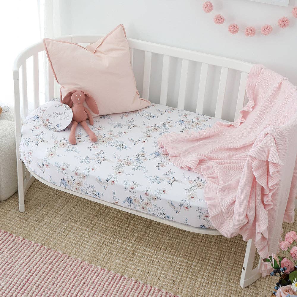 Sweet Swallows Organic Fitted Cot Sheet