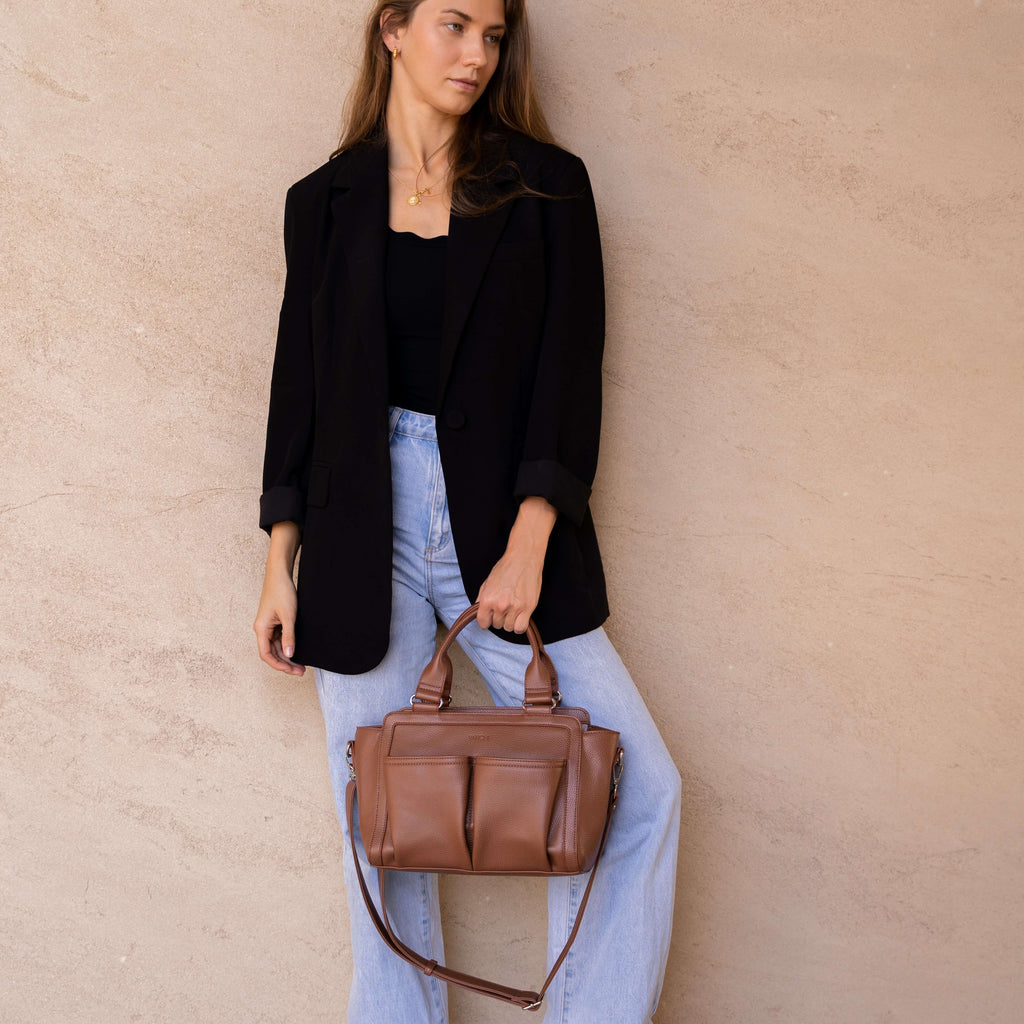 Amelia Convertible Pram Caddy - Pebbled Tan v2