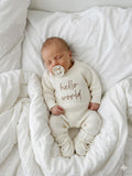 HELLO WORLD - LONG RIBBED ROMPER | MILK