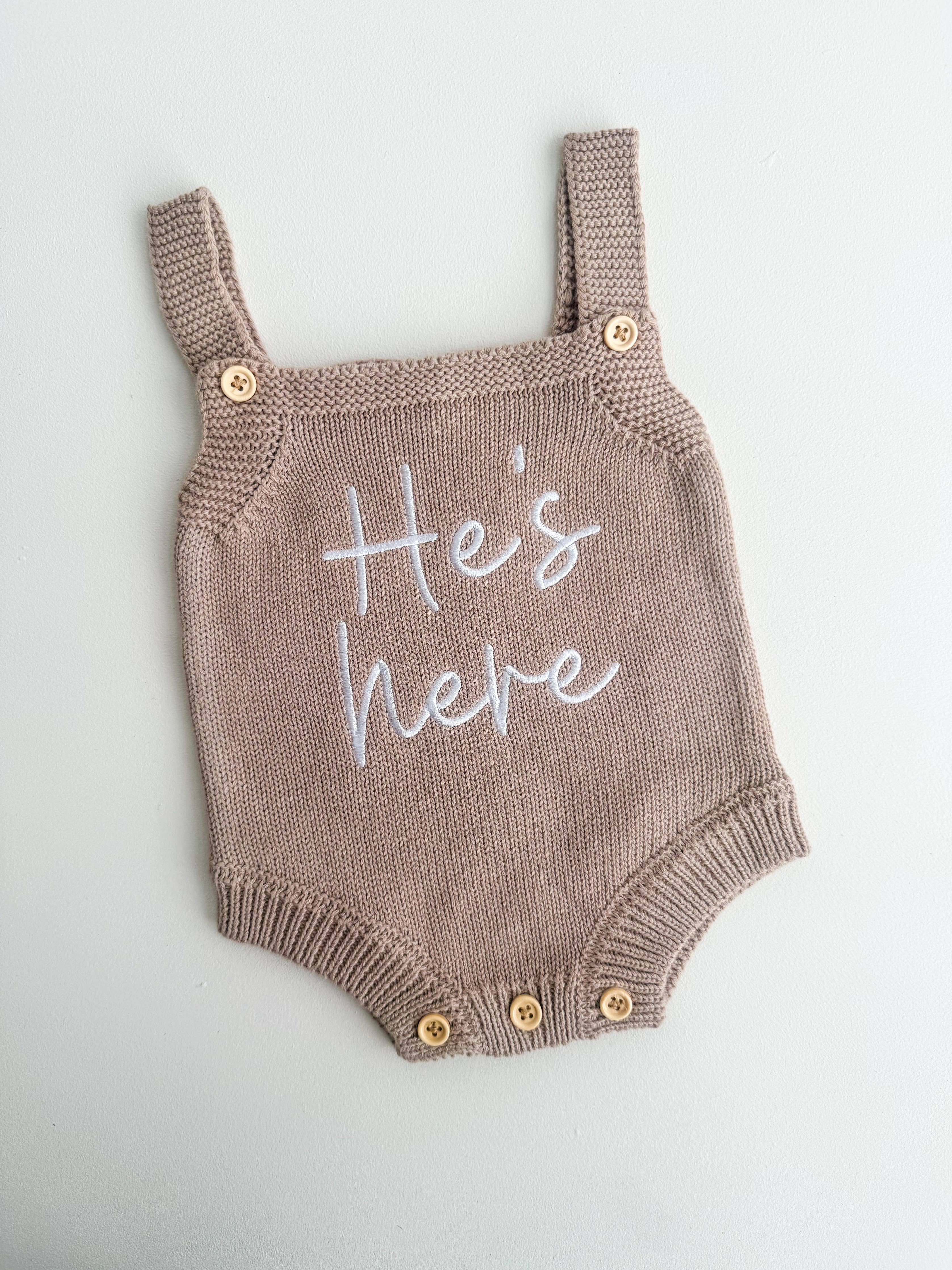 HE'S HERE - CLASSIC ROMPER | TEDDY BROWN