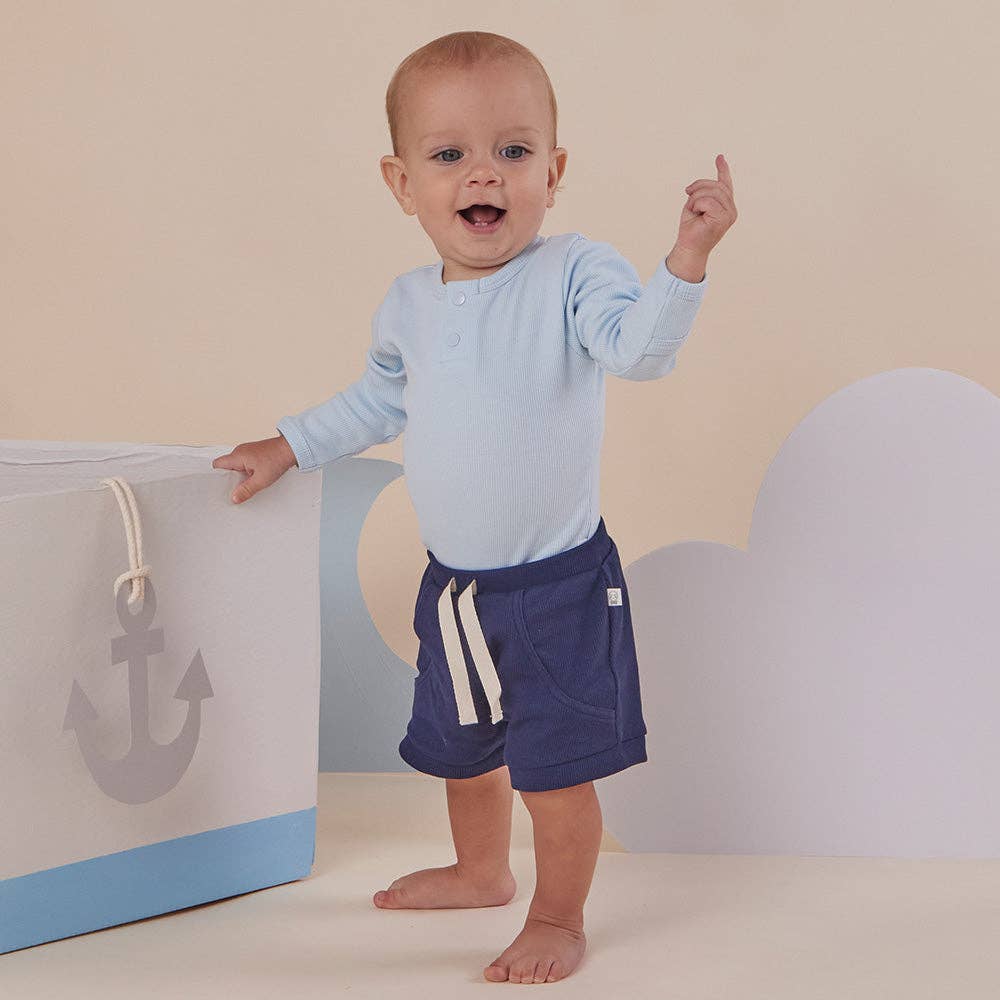 Baby Blue Long Sleeve Organic Bodysuit