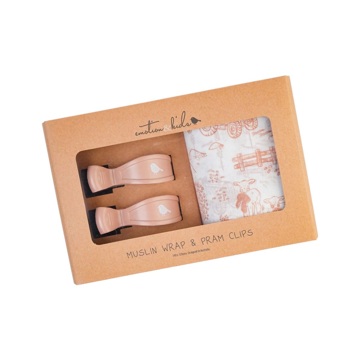 Latte Vintage Farm Muslin Wrap & Pram Clip Set