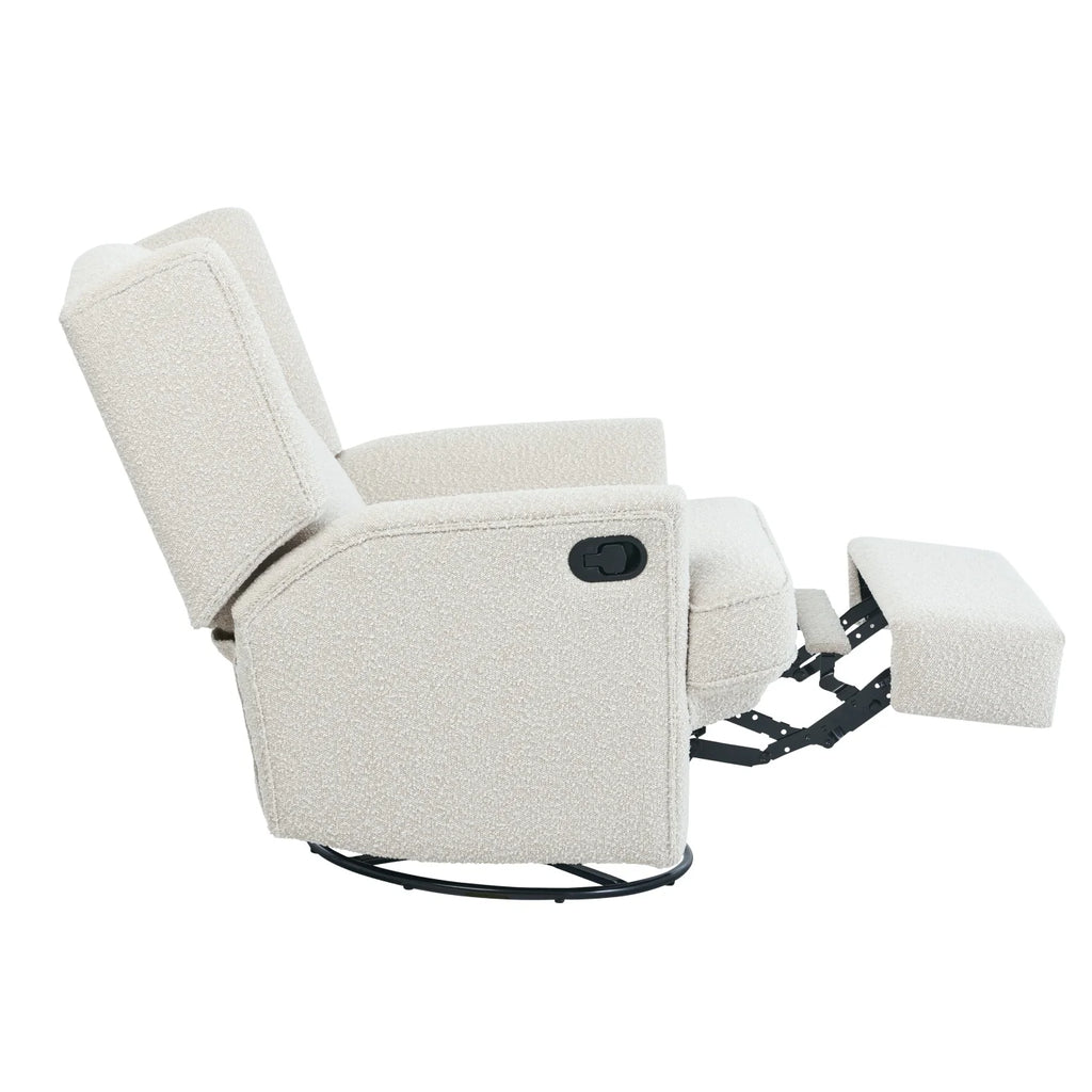Chelsea Recliner Glider Chair in Vanilla Bouclé