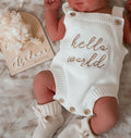 TINY BABY 'Hello World' Singlet Knit Romper - Milk