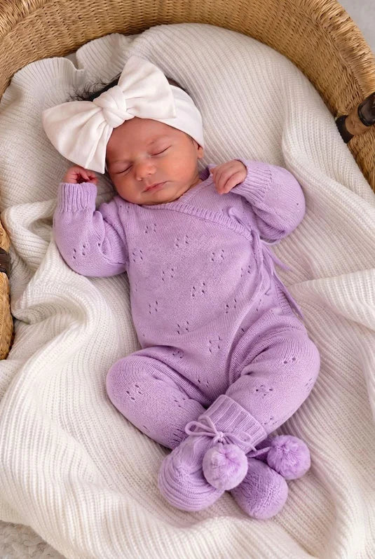 POINTELLE LONG ROMPER | ORCHID | 0000 NEWBORN