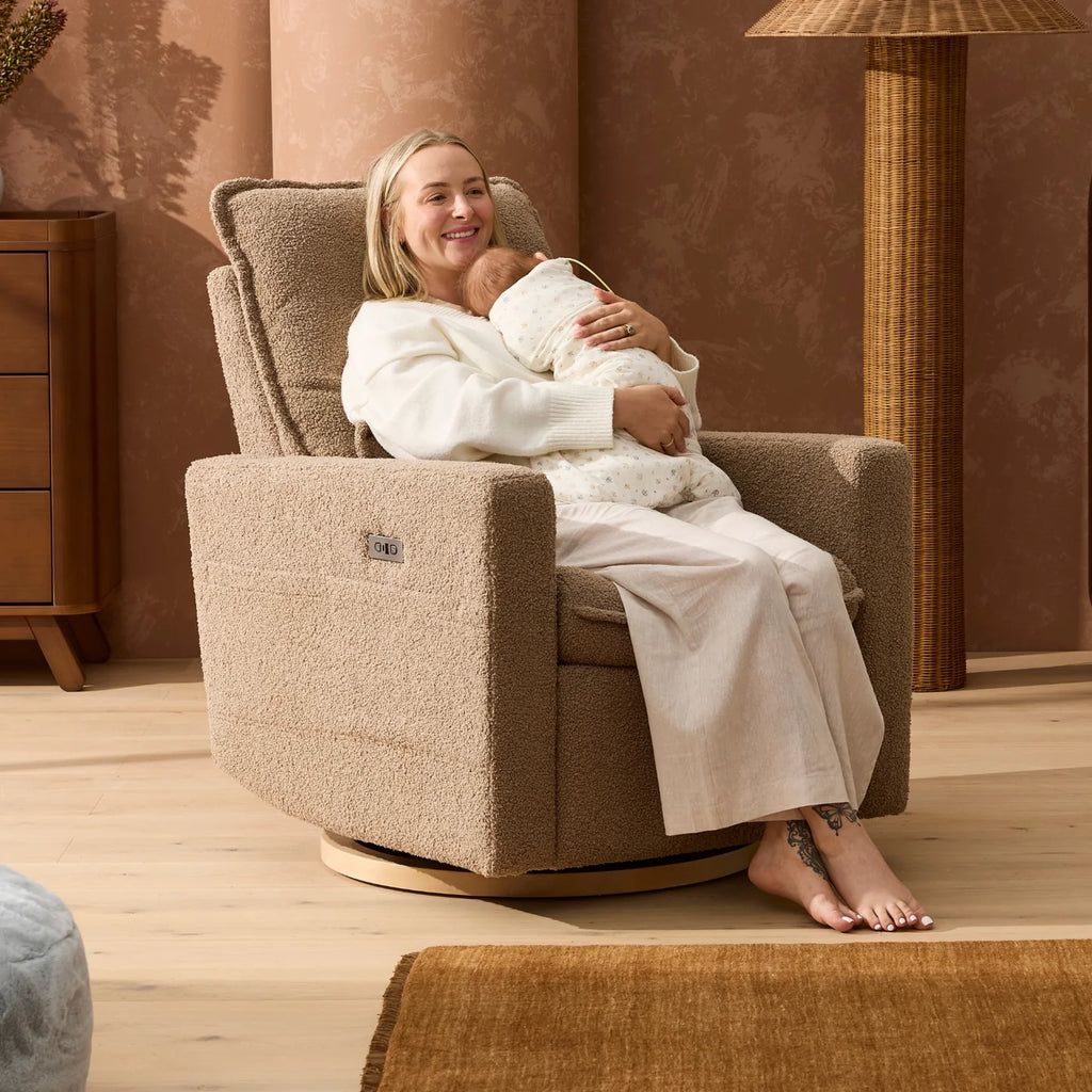 Frankie Electric Recliner/Glider Chair - Mocha Teddy