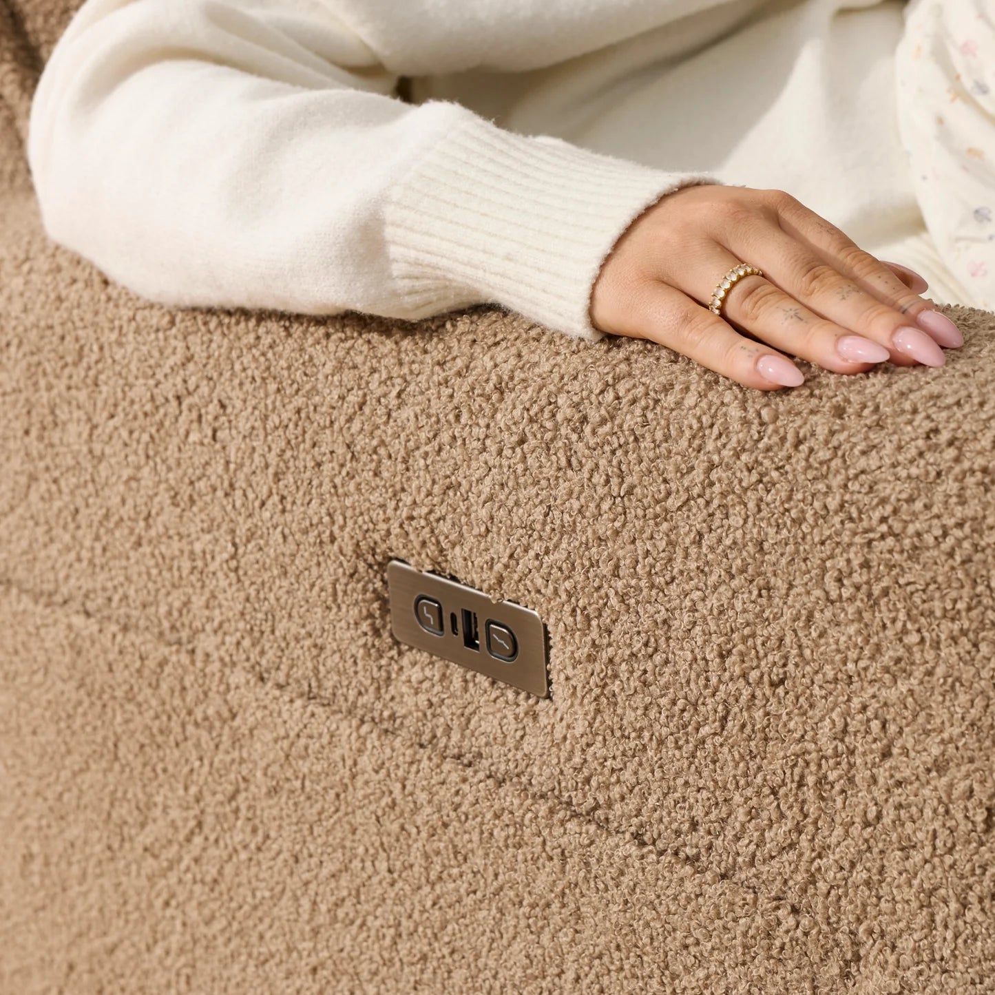 Frankie Electric Recliner/Glider Chair - Mocha Teddy